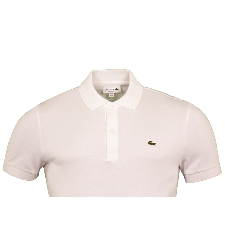 Lacoste Mens Ribbed Collar Cotton Polo Shirt White